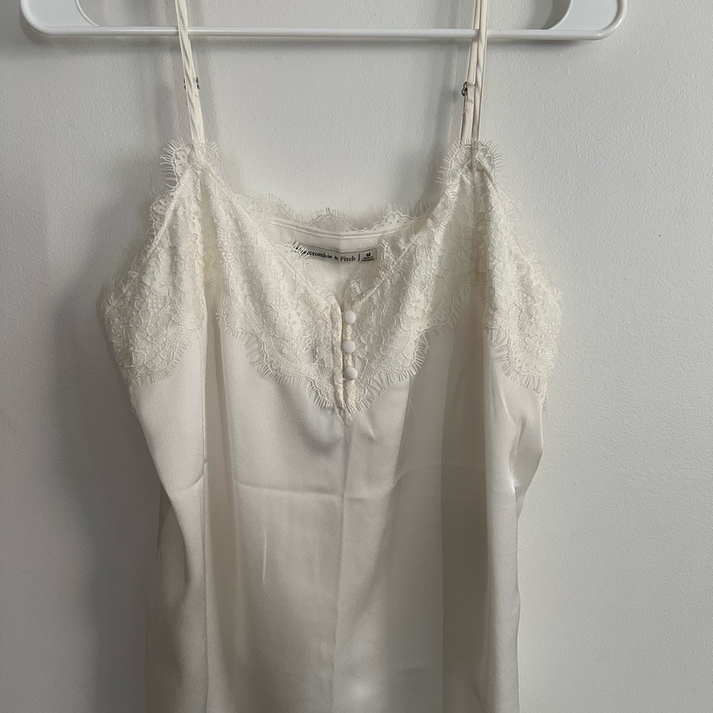 Abercrombie & Fitch Cream Lace Trim Tank Top